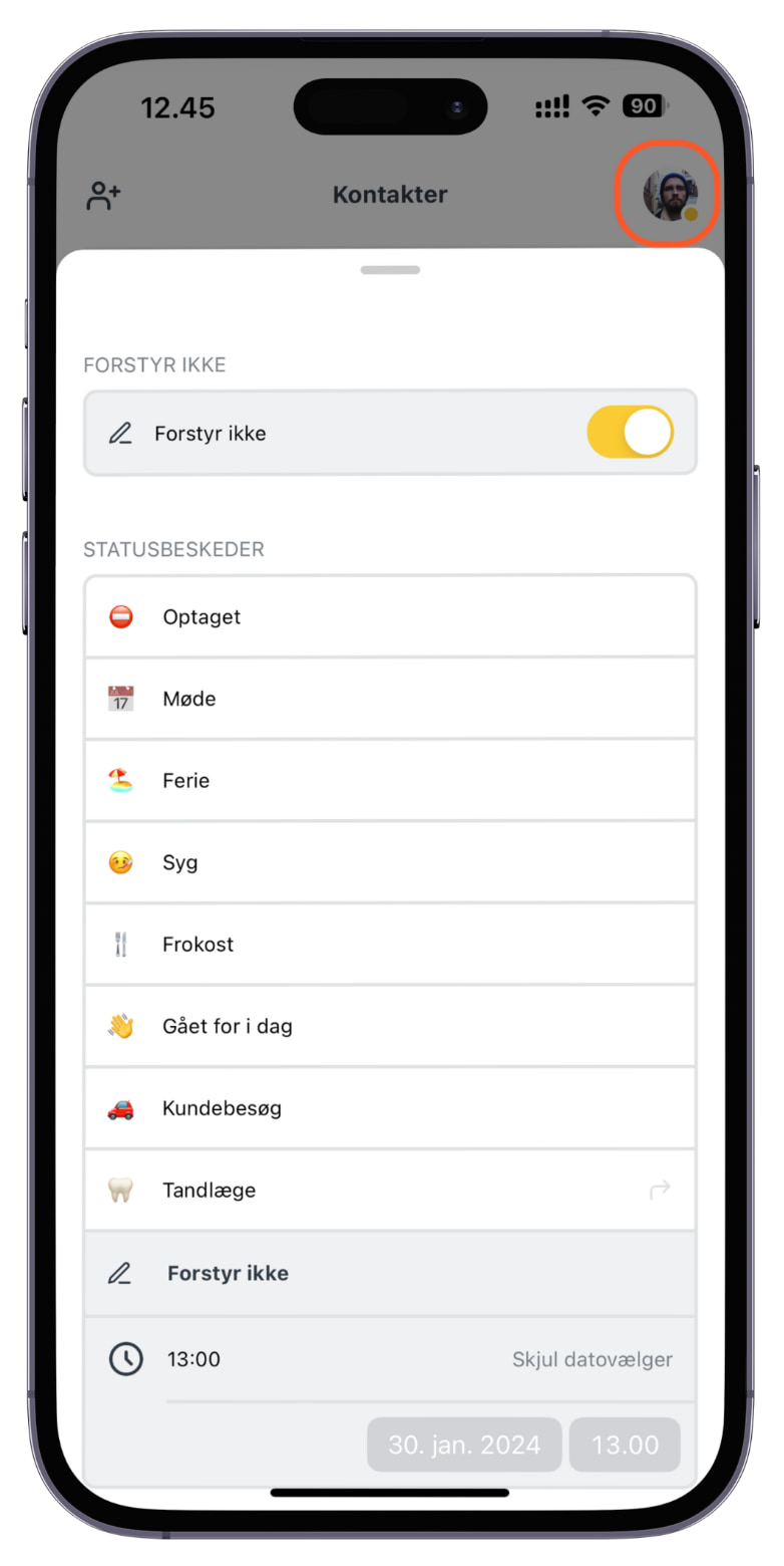 Sådan aktiverer du forstyr ikke i mobilappen